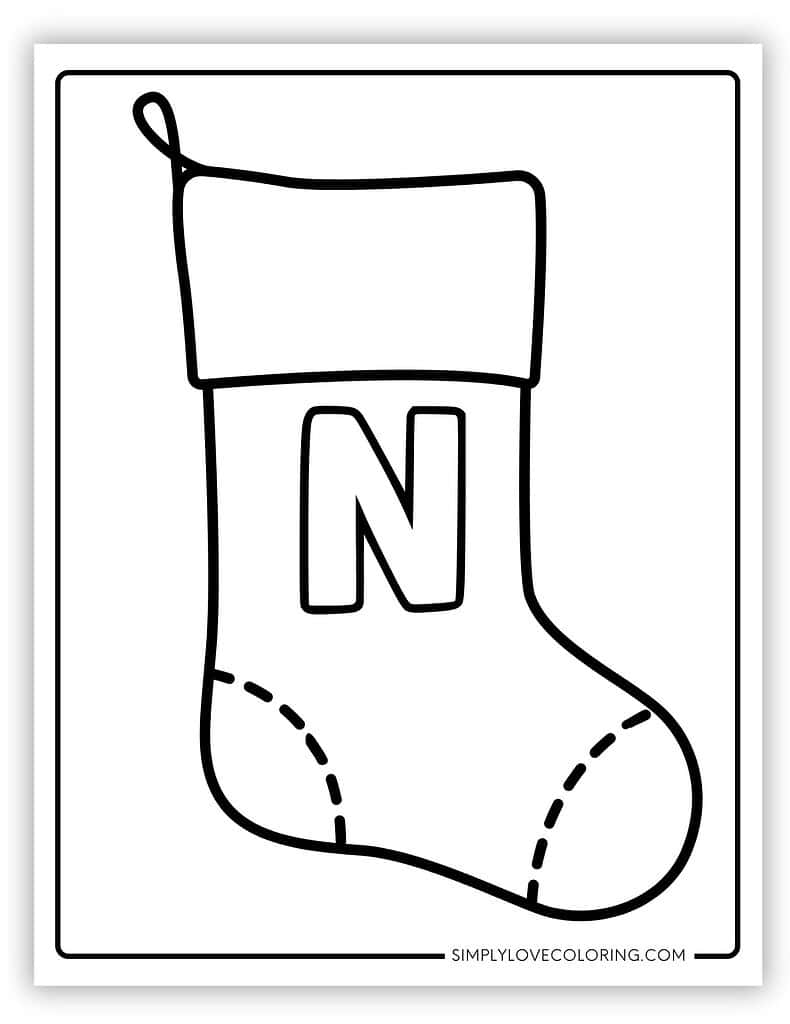 alphabet christmas stocking coloring pages (free pdf printables